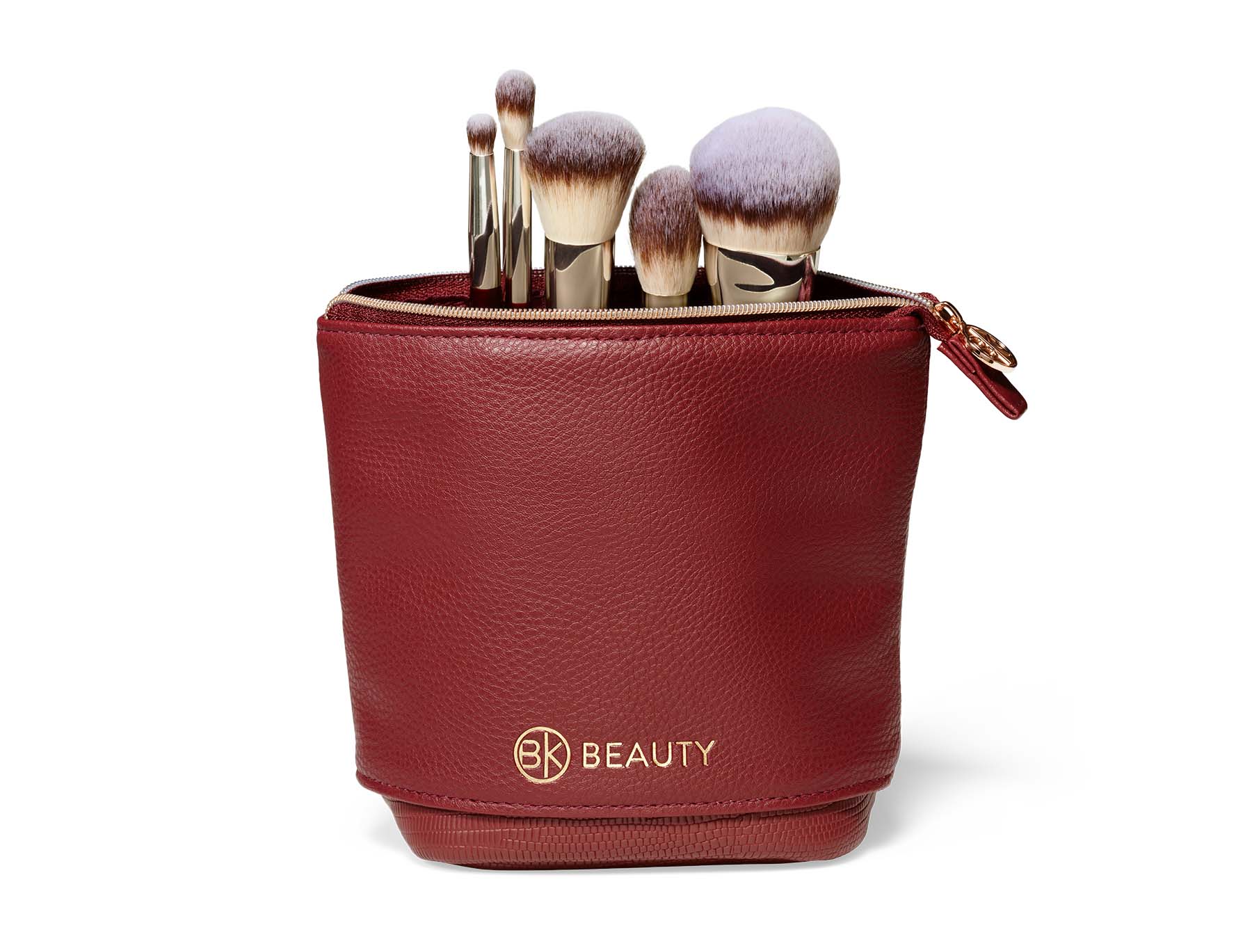 Standup Brush Holder & Travel Makeup Bag - Burgundy - Image 3